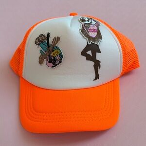 Neon Orange Trucker Hat with White Front Panel